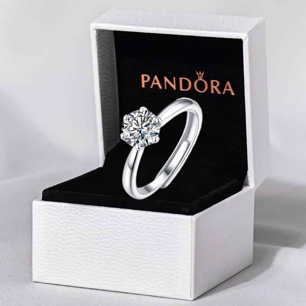 Pandora Promise Ring with Missu Box/Paper Bag Adjustable Cubic Zirconia