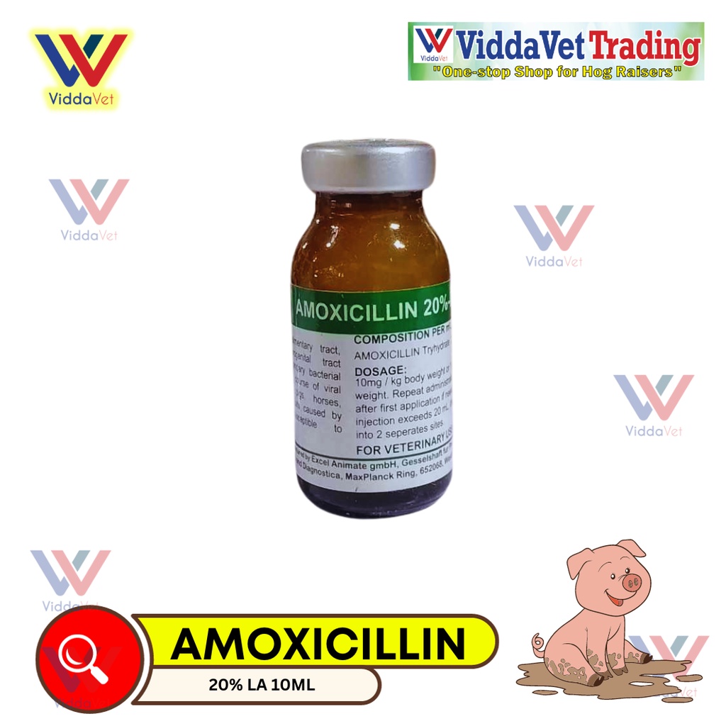 10ml Amoxicillin 20percent LA animal inj solution livestock viddavet ...