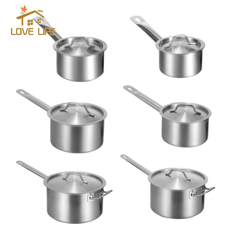 Stainless Steel Cooking Pot Sauce Pan with Lid Ergonomic Handle Noodles Multipurpose Milk Pot Induction Pot for Hotel Teahouse Restaurants 1.9L, Size