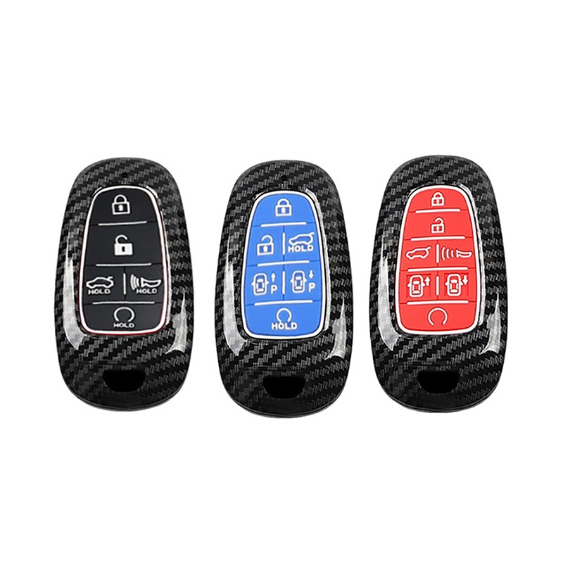 Abs Carbon Fiber Car Key Cover Case For Hyundai Tucson Hybrid Nexo Nx Grand Santa Fe Solaris