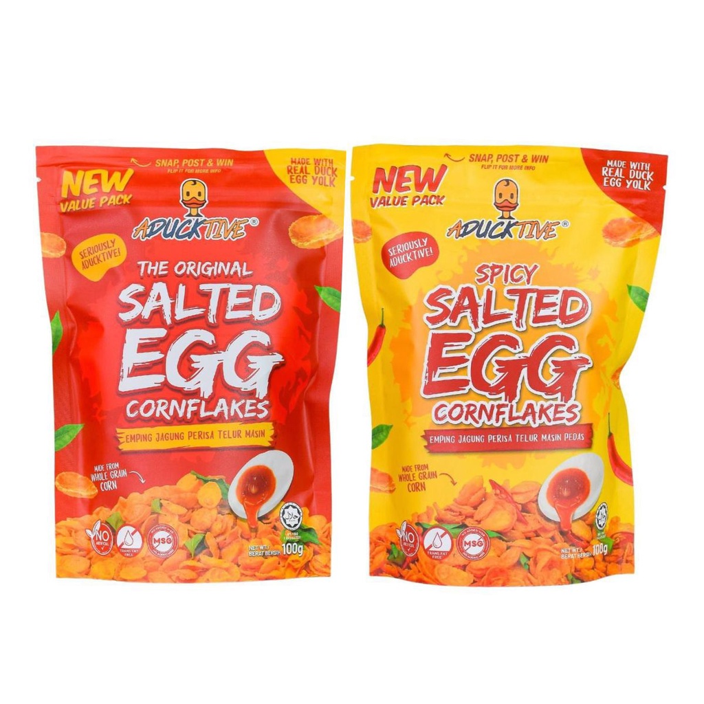 Aducktive Salted Egg Cornflakes & Spicy Value Pack (100g) | Shopee ...