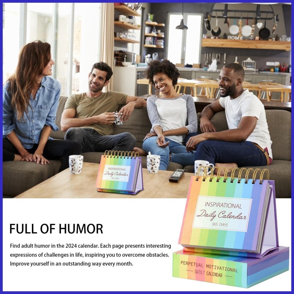 Motivational Calendar 2024 Full-Color Humorous Perpetual Calendar with