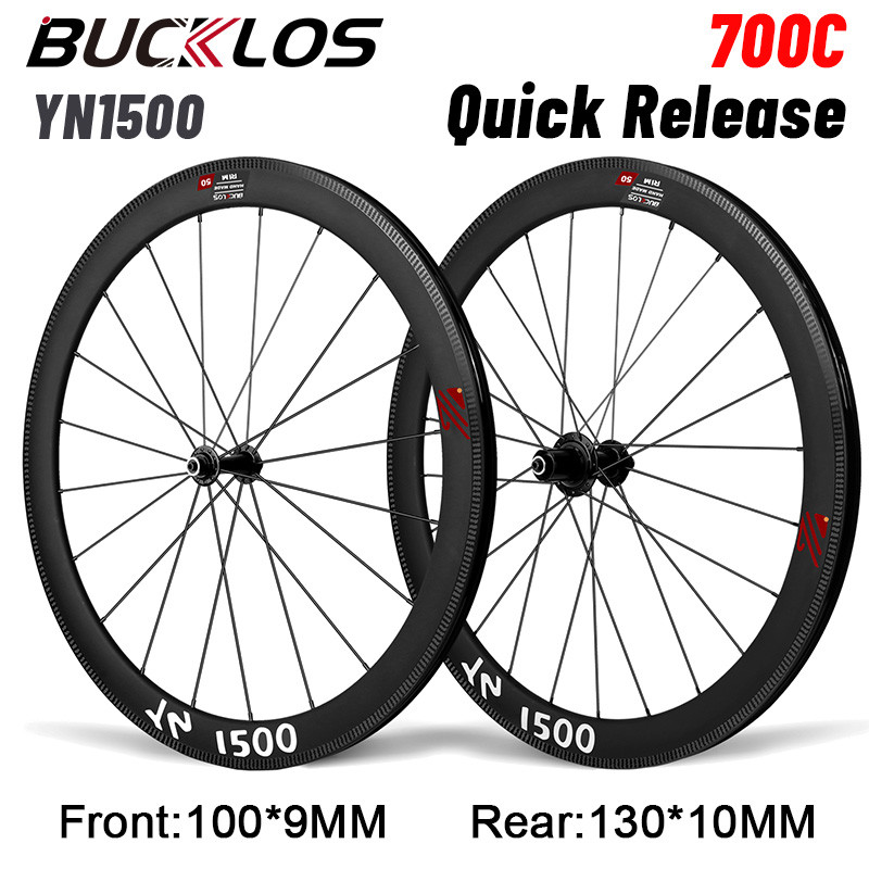 BUCKLOS YN1500 Carbon Fiber Wheelset 700C Road Bike V Brake Wheels 10/ ...
