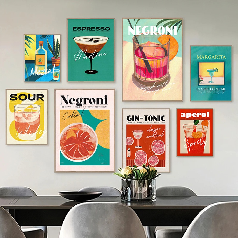 Wall Art Modern Bar Kitchen Room Home Decor Vintage Bar Art Drink ...