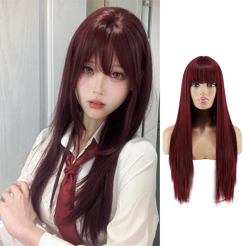 Lolita Cosplay Wig With Air Bangs And Long Straight Hair