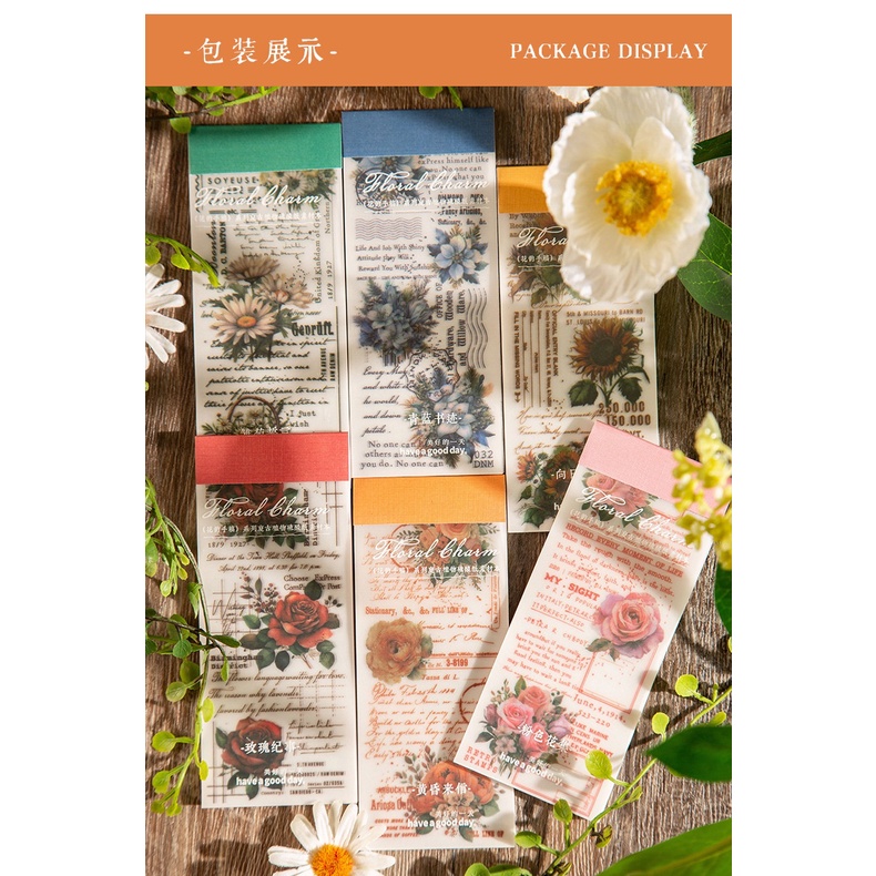 ENWEI 30 Pcs [Floral Manuscript Series] Vintage Journal Material Paper ...