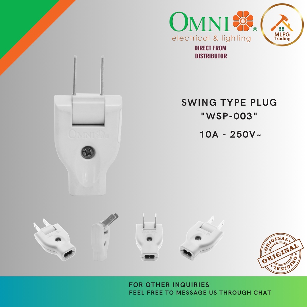 Omni Electrical Swing Type Plug (WSP-003) 10A 250V~ | Shopee Philippines