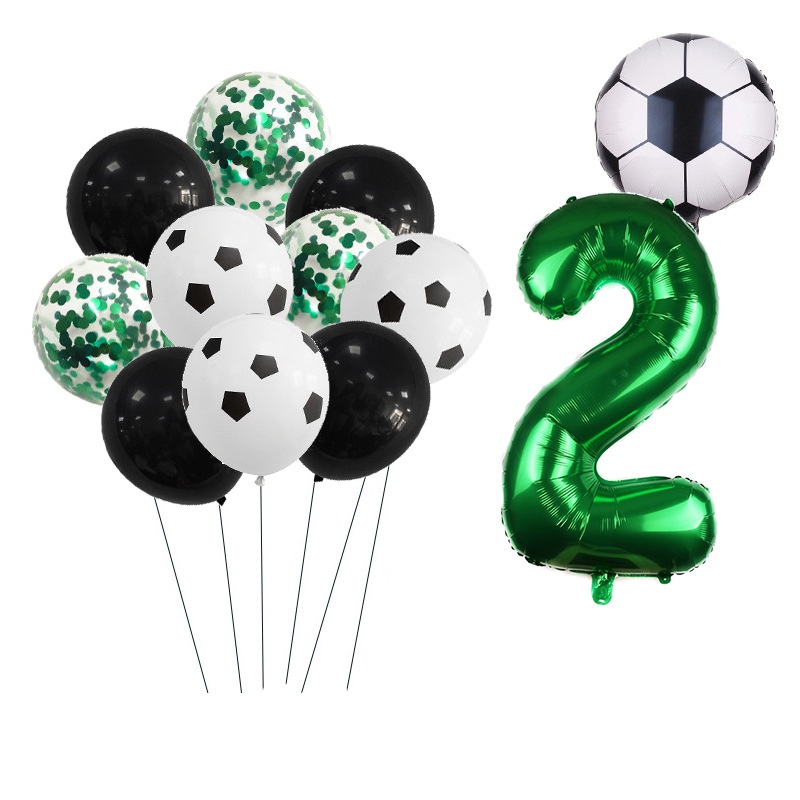 World Cup Football Theme 1-9 Year Old Ballons Set 32inch Green Number ...