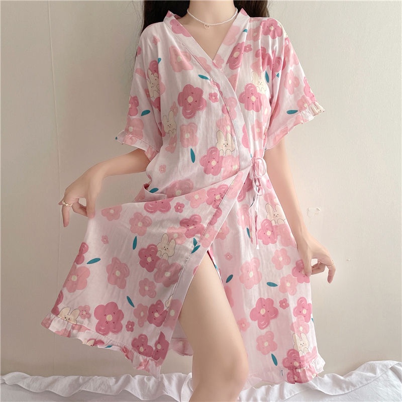 Japanese style bathrobe in stock Japanese style kimono nightgown thin skirt strap bathrobe