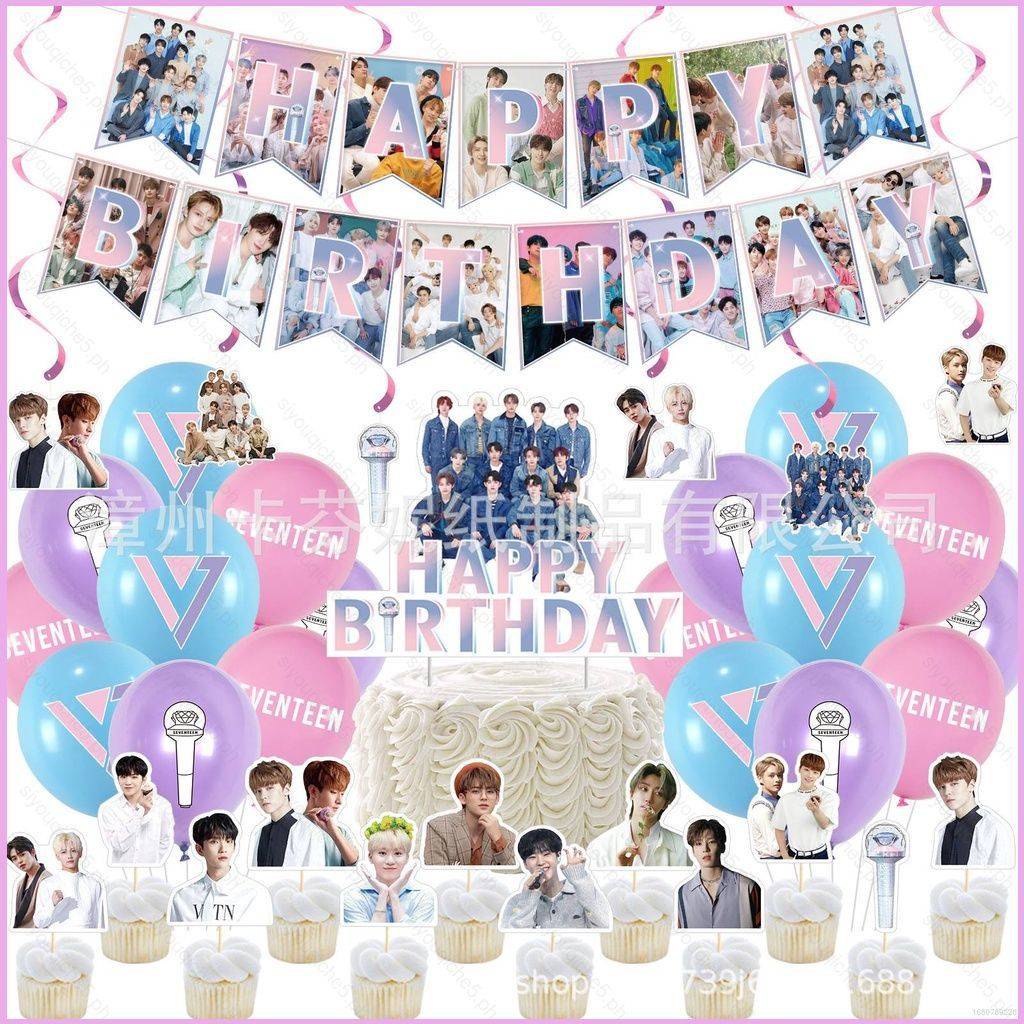 SY5 seventeen group Theme kids birthday party decorations banner cake ...
