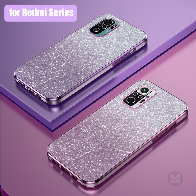 Casing For Xiaomi Redmi Note 9S 9Pro 10 10S 10Pro 11 11S 11Pro 12 12S  12Pro Luxury Gradient Glitter Transparent Plating Soft Silicone Protective 