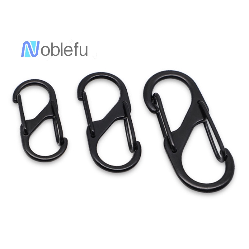 [Noblefu] 10pcs Stainless Steel S Type Carabiner With Lock Keychain