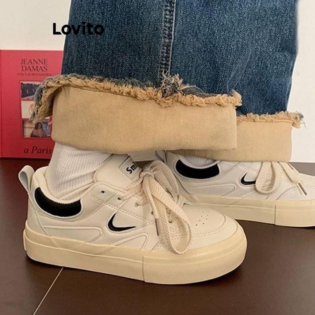 Lovito Women Casual Plain Colorblock Sneakers LFA12745 | Shopee Philippines