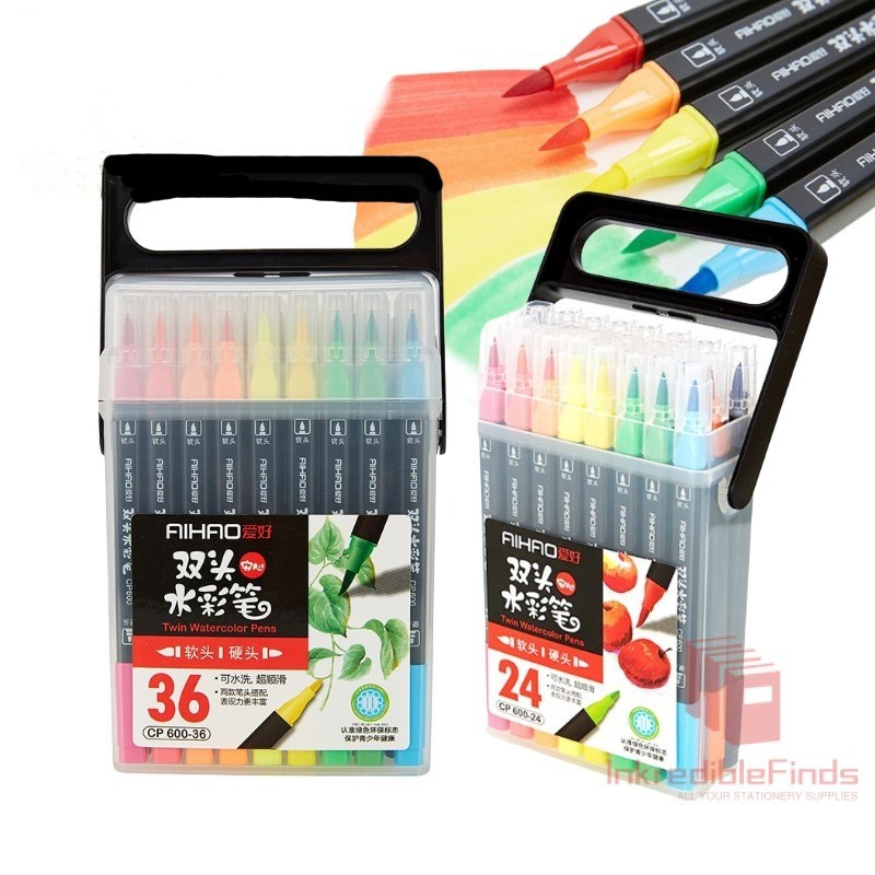 [INO] Dual head coloring marker set coloring brush pen marker painting ...