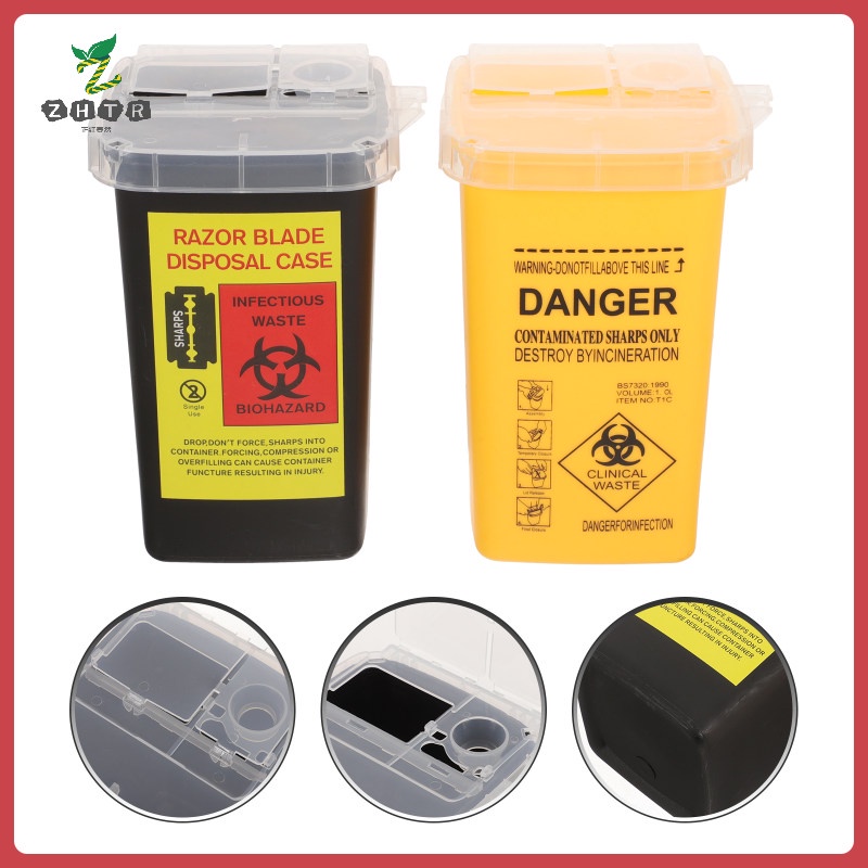 2pcs Sturdy Portable Small Sharps Disposal Buckets Tattooing Needle Waste Containers Tattooing