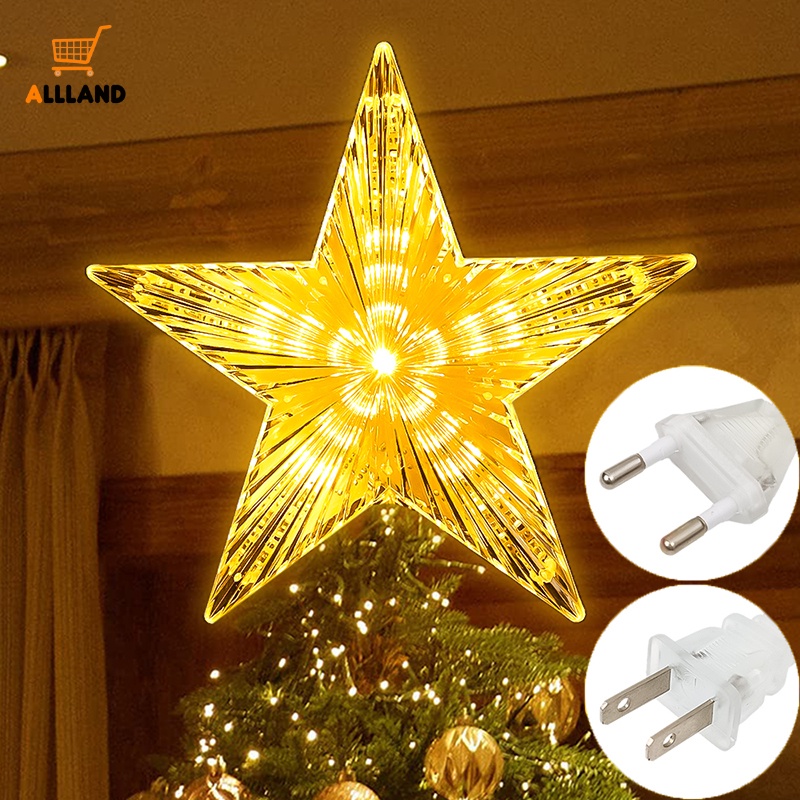 Christmas Tree Decorative Plastic Translucent Pentagram Top Light/ EU ...