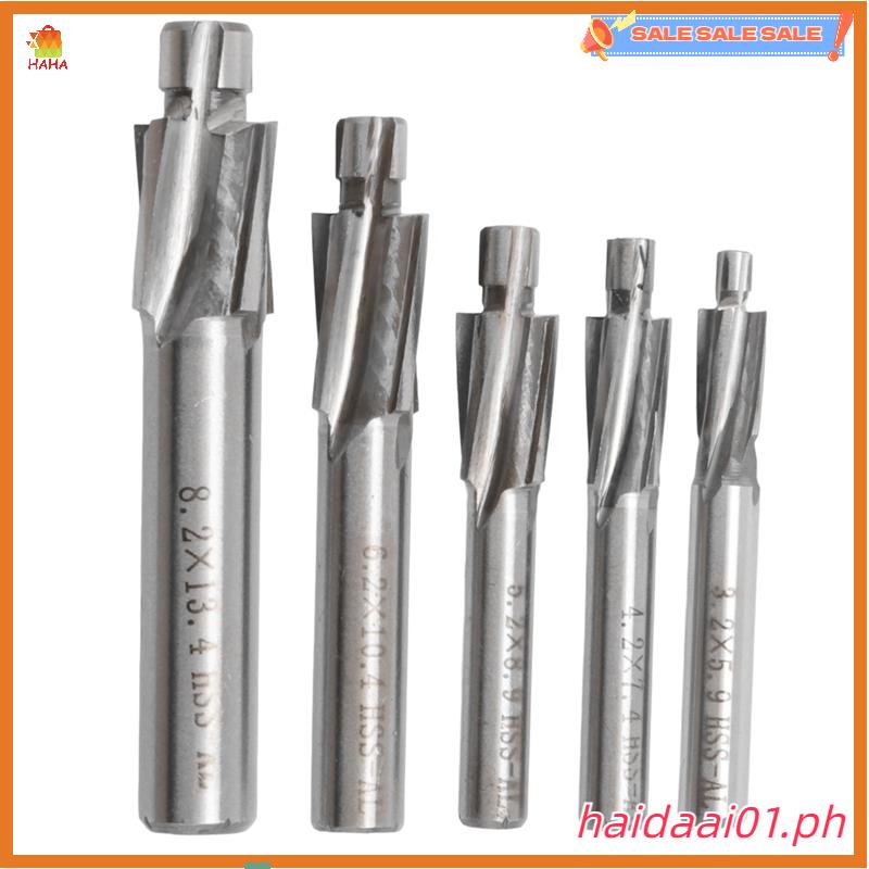 haidaai01.ph*5Pcs HSS Counterbore End Mill M3M8 Pilot Slotting Tool