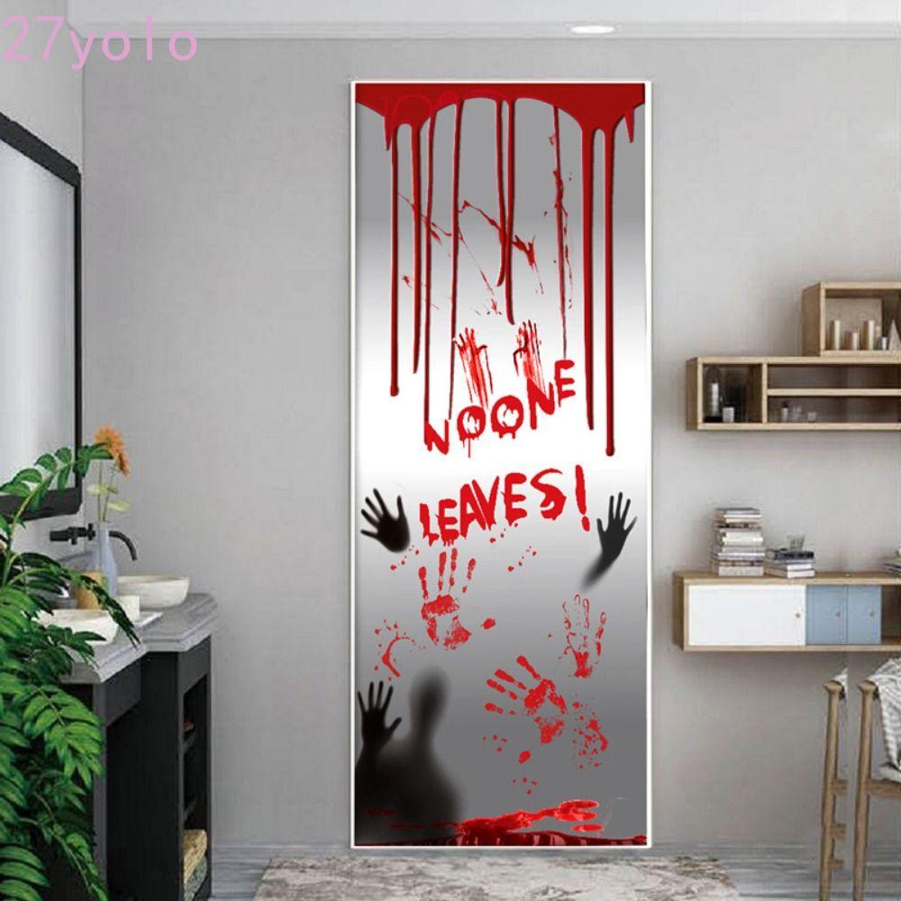 YOLO Blood Fingerprints Door Stickers, Horrible PE Halloween Glass ...