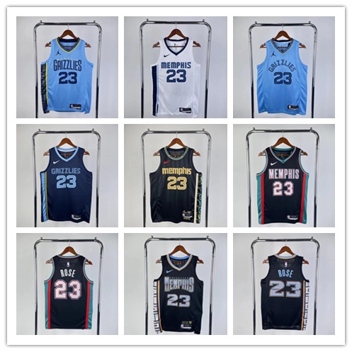 Hot pressed Memphis Grizzlies No.23 Derrick Rose basketball Jersey City Edition Vest