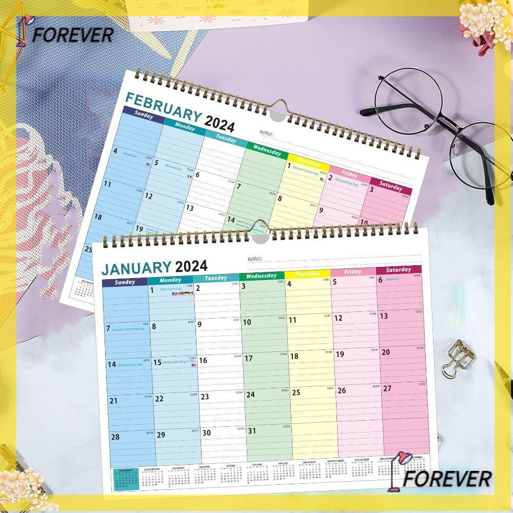 FOREVER English Wall Calendar, Schedule Paper 18 Months Wall Calendar