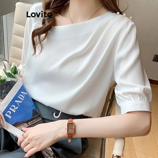 Lovito Women Button Asymmetrical Blouse LNA29143 (White/Pink) | Shopee ...