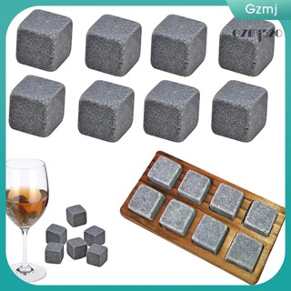 8pcs Whiskey Stones Set Chilling Stones 2 Glasses Wooden Box Chilling Rocks  Reusable Ice Cubes for Whiskey Wine Beer Juice Cool Drinks Bar Accessories