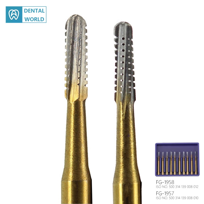 thumbnail image 2 of 10 Pack FG-1957 Dental Tungsten Steel Burs – High Speed Crown Cutting Drills 2 of 3