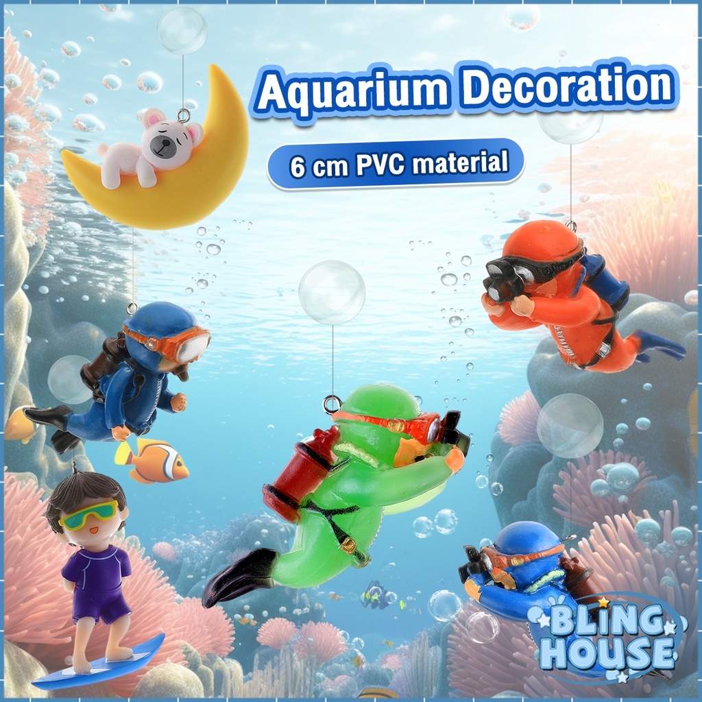 Bling Aquarium Decor Fish Tank Floating Cute Decoration Diver Ornaments