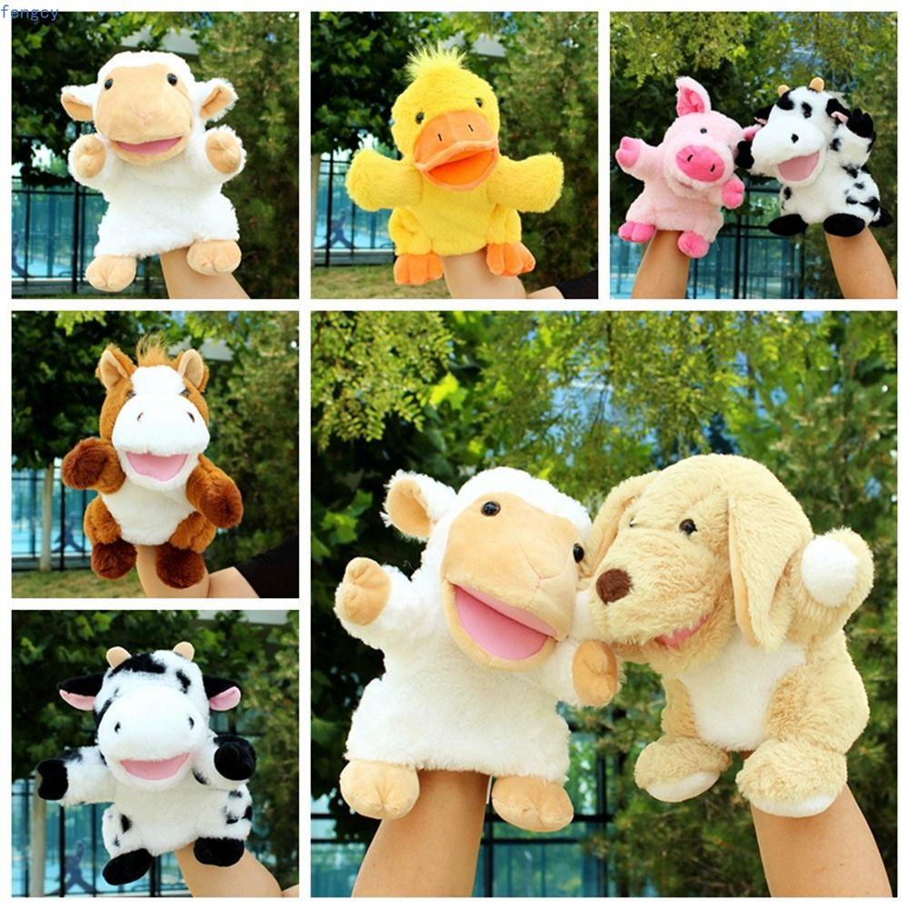 FENGCY Plush Animal Puppets, Movable Open Mouths Cow Duck Pig Stuffed ...