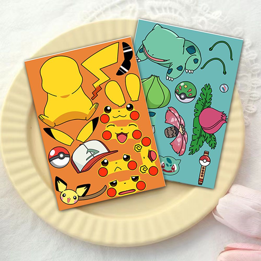 16 Pieces of Pokémon Puzzle Pikachu Stickers for DIY Crafts for Luggage