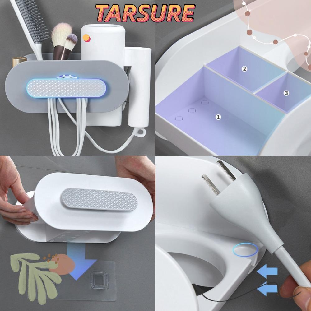 TARSURR Hair Dryer Holder, White Wall Mounted Hair Tool Rack, Durable 4