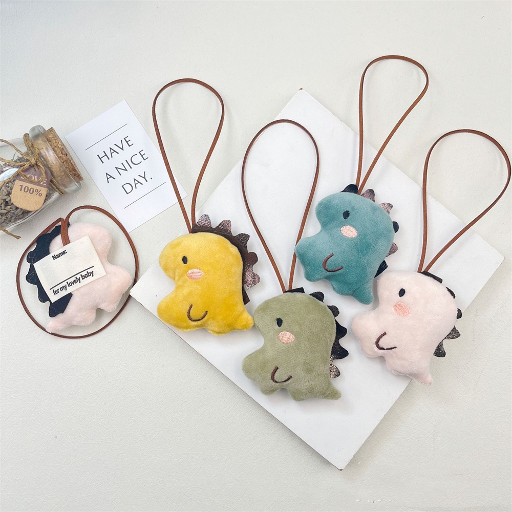 Kawaii Dinosaur Keychains Lovely Plush Animal Doll Keyrings Name Tag ...
