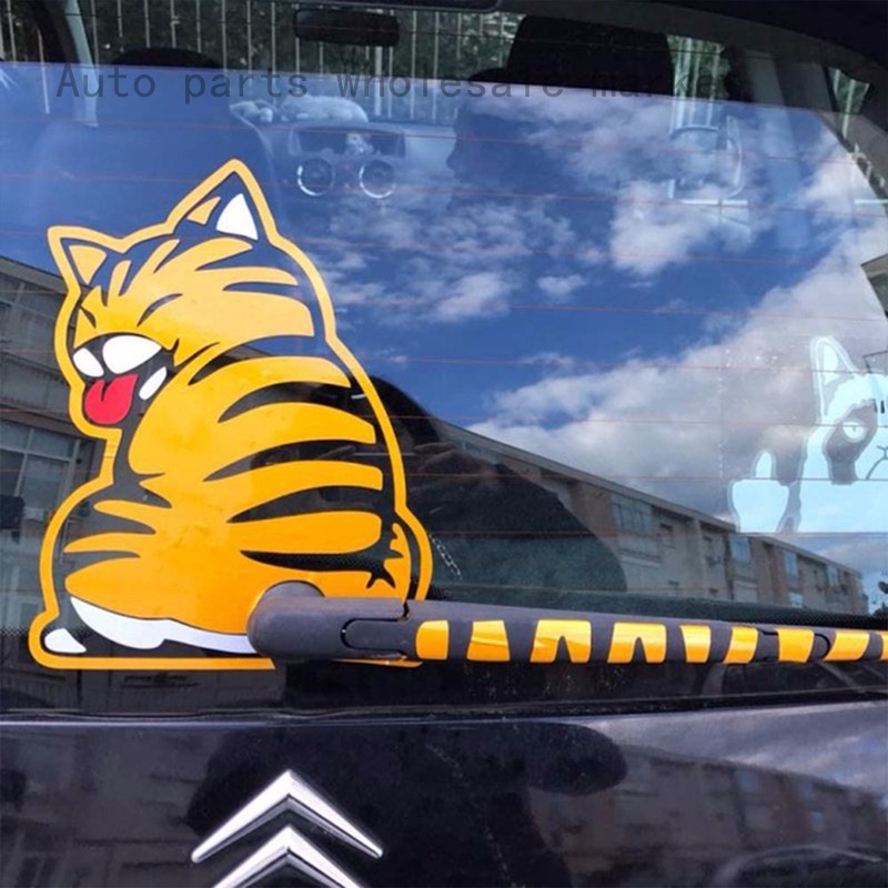 Creative Cat Moving Tail Paws Reflective Car Stickers Windshield Rear