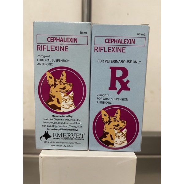 RIFLEXINE CEPHALEXIN 75mg/ml for dogs and cats 60ml NO RUSH ORDERS