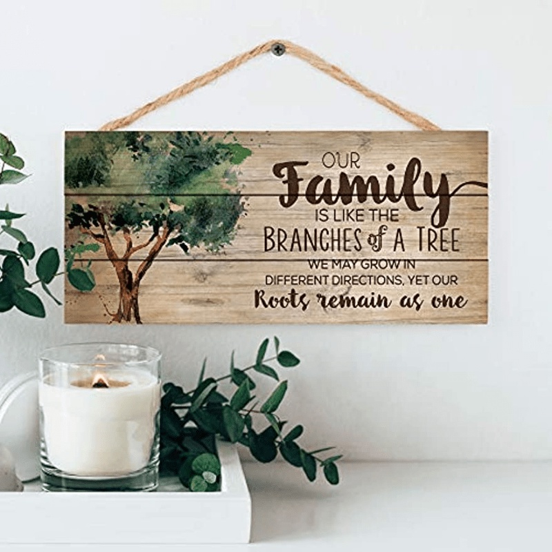 1pc Our Family Like Branches On A Tree Wood Plank Design Hanging Sign ...
