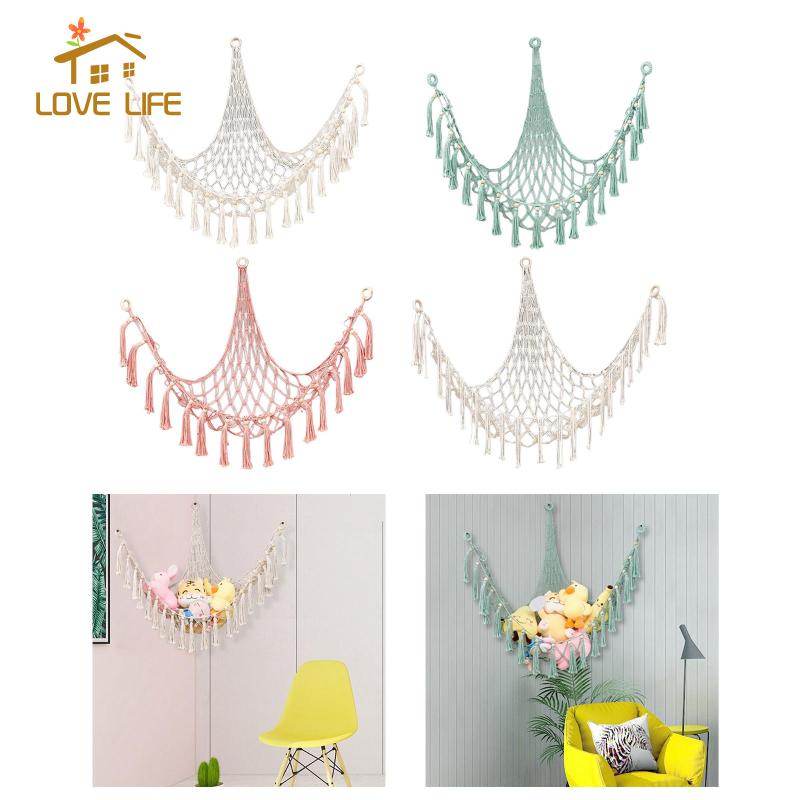 [Whfashion] Stuffed Animal Hammock Plush Net Toy Macrame Boho Soft