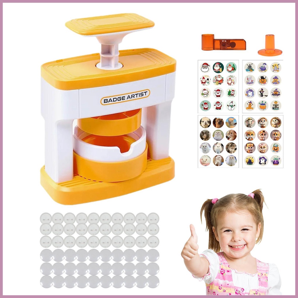 Badge Maker Kids DIY Button Badge Pin Presser with 48 Badges Creative ...