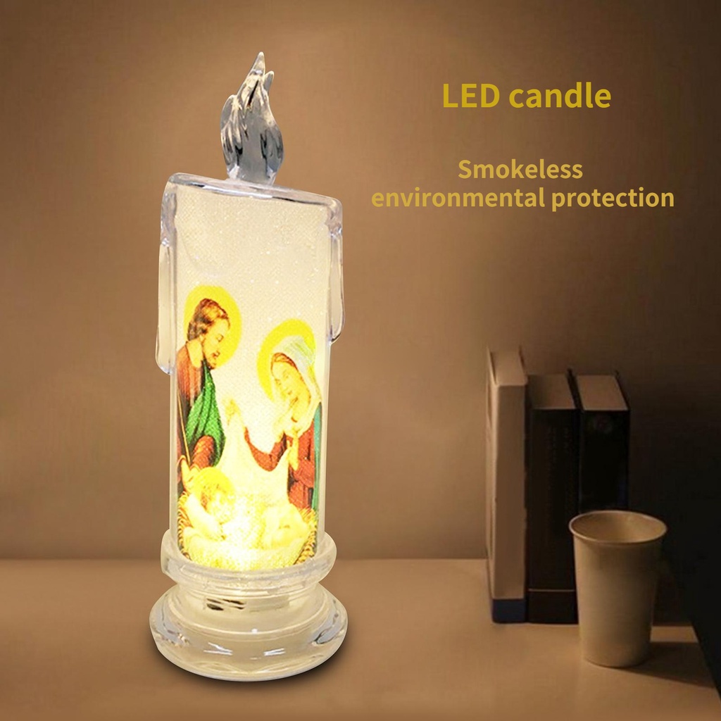 Electric Candle Lamp Led Tealight Pillar Light, Creative Prayer Candle