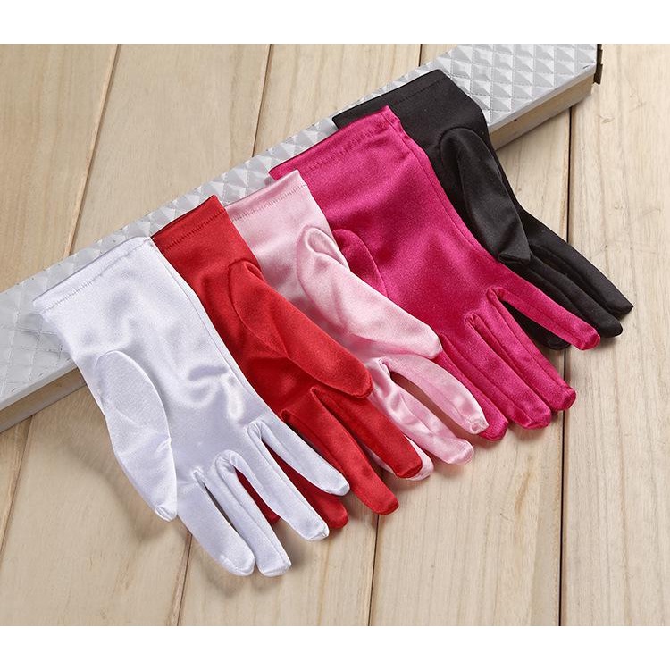 Silk Material Short Gloves For Women's Party Wedding Accessories