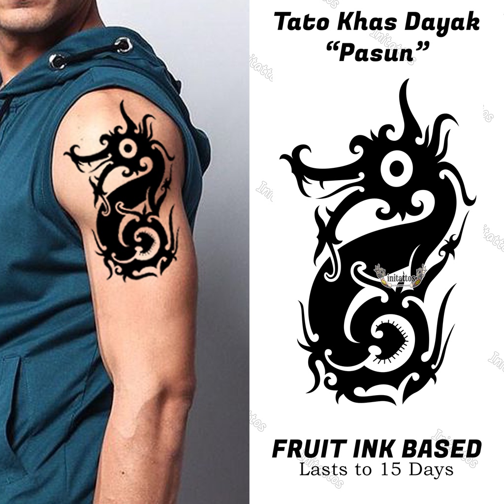 HITAM Fruit INK Pasun Dayak Tattoo Semi Permanent Black Temporary ...