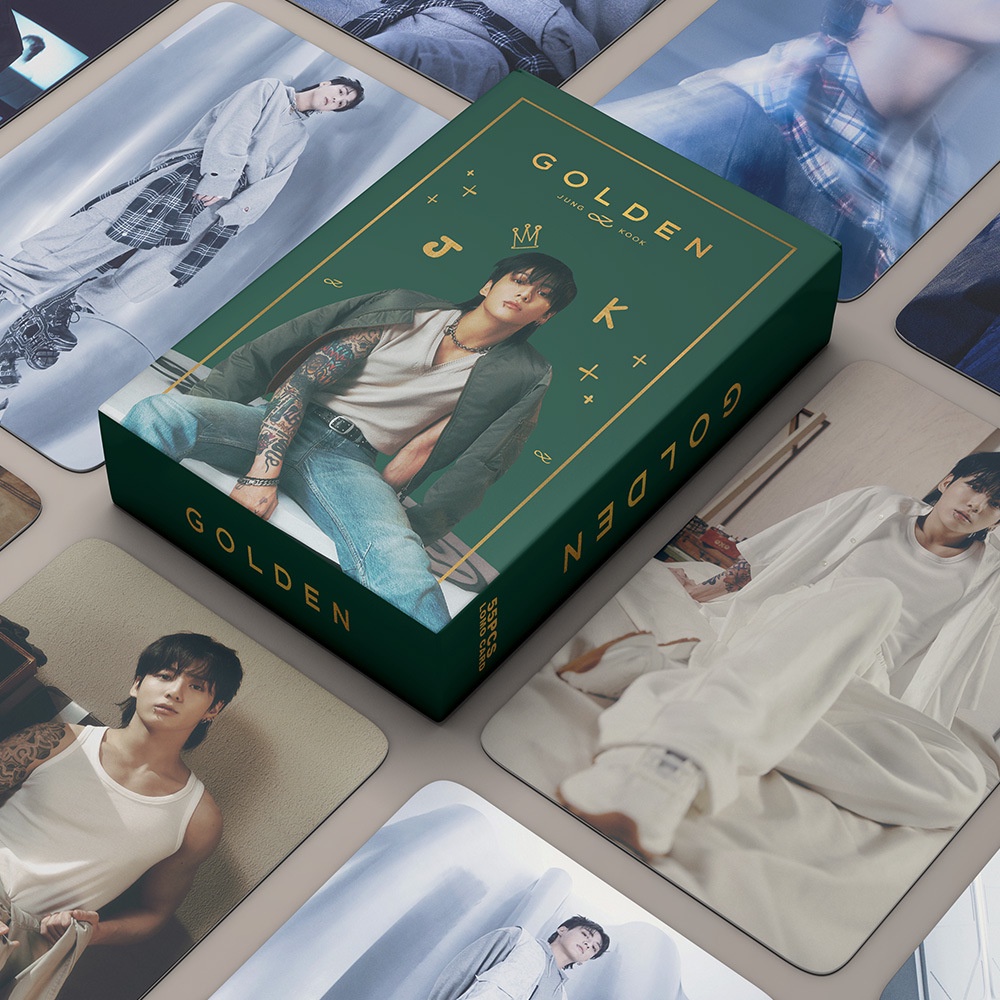 55pcs/box JUNG KOOK GOLDEN Solo Album Photocards Laser Hologram Lomo