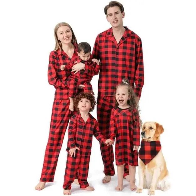 Xmas Pjs Mummy And Daddy Christmas Pyjamas Red Plaid Christmas