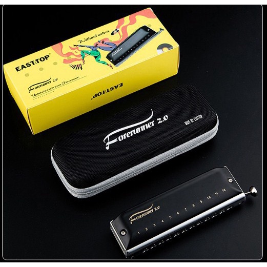 EAST TOP Harmonica 12-Hole Chromatic Scale No Diaphragm Non-Stick ...