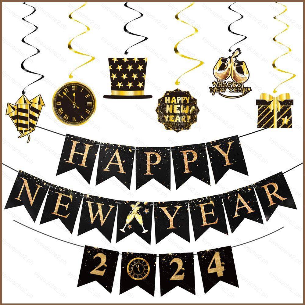 Sy 2024 Happy New Year Flag Banner Swirls Party Decoration Window   Sg 11134201 7rbl4 Lp0c6mx5rvl123