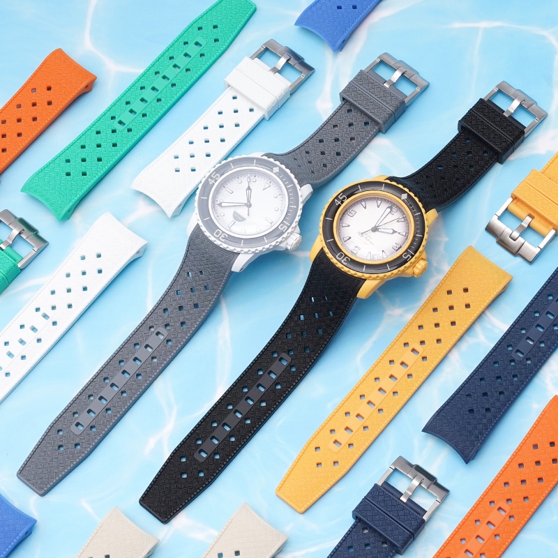 Curved End Liquid Silicone Strap for Swatch X Blancpain Five Ocean Men ...