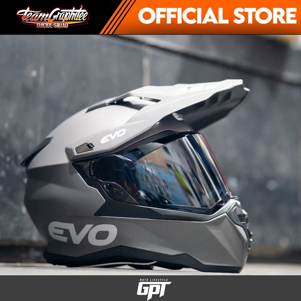 EVO HELMET DX7 MONO MATTE TITANIUM(SMOKE) w/ free clear lens Shopee