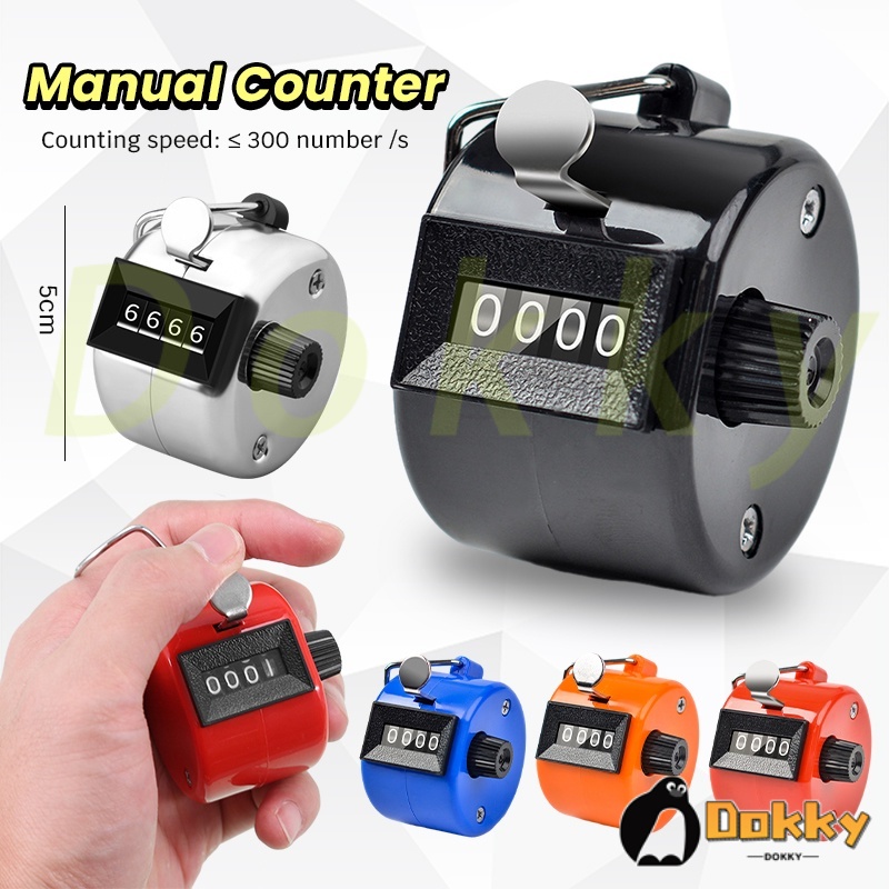 Dokky Mini Digital Hand Tally Counter 4 Digit Number Colorful Counting ...