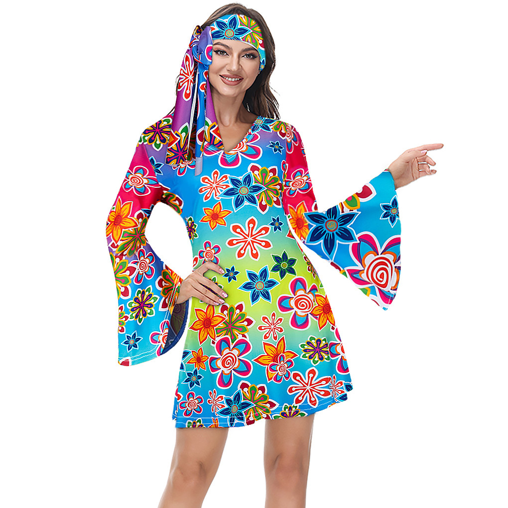 70s Costume Disco Dresses for Women Halloween Costume Sexy Hippie Costume  Disco Dress with Disco Headband 70s Outfit Women | Shopee Philippines