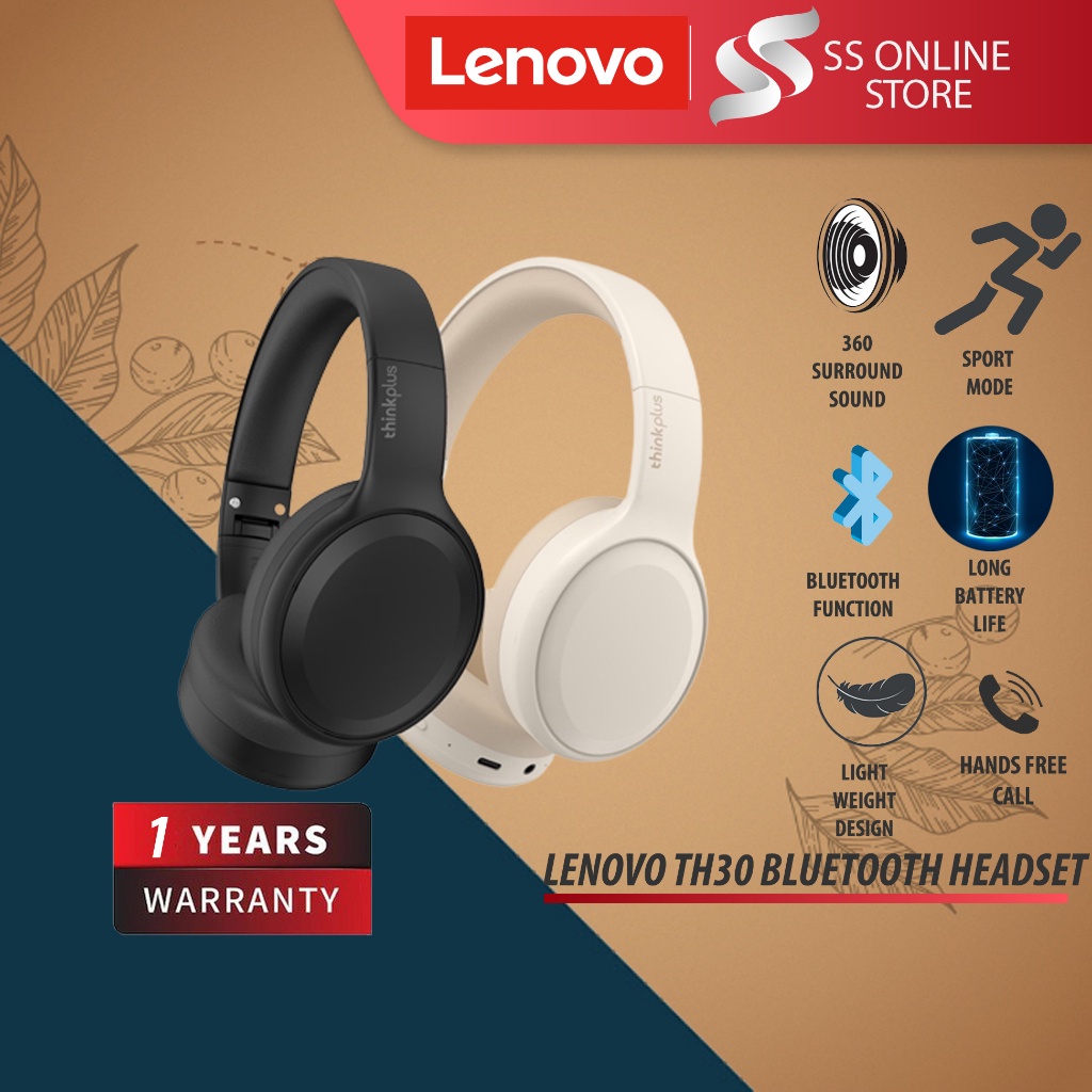 Lenovo Thinkplus TH30 headphone earphone with mic bluetooth wireless ...