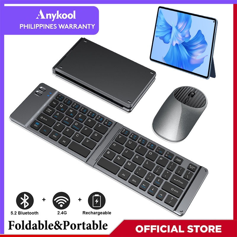 Anykool Portable Folding Wireless Keyboard and Mouse Set Bluetooth
